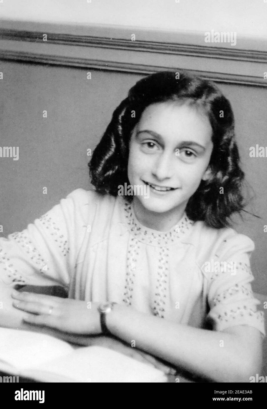 ANNE FRANK (1929-1945) German-Dutch diarist and Holocaust victim at her Amsterdam school in 1941 Stock Photo