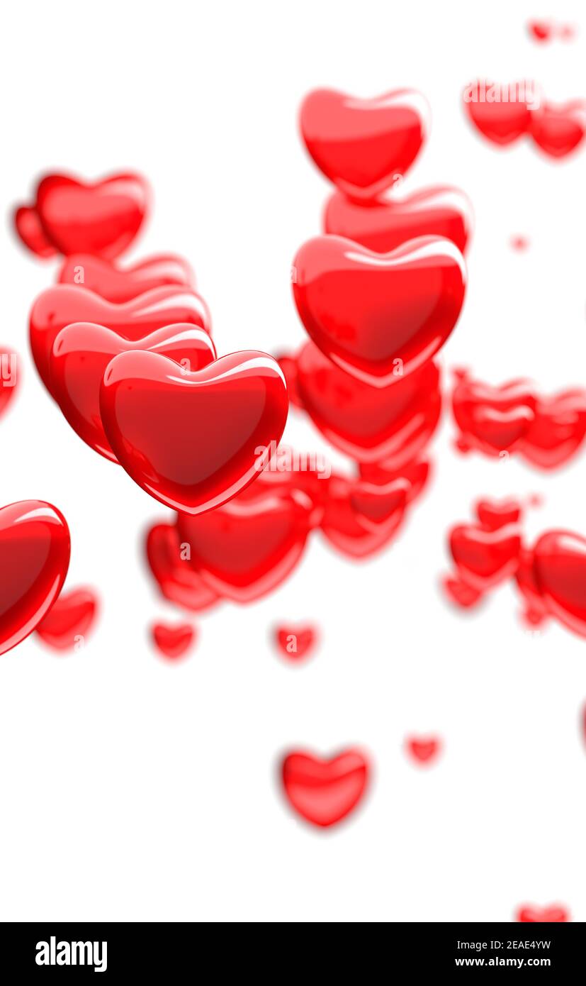 shiny red hearts isolated on a white background. Stock Photo