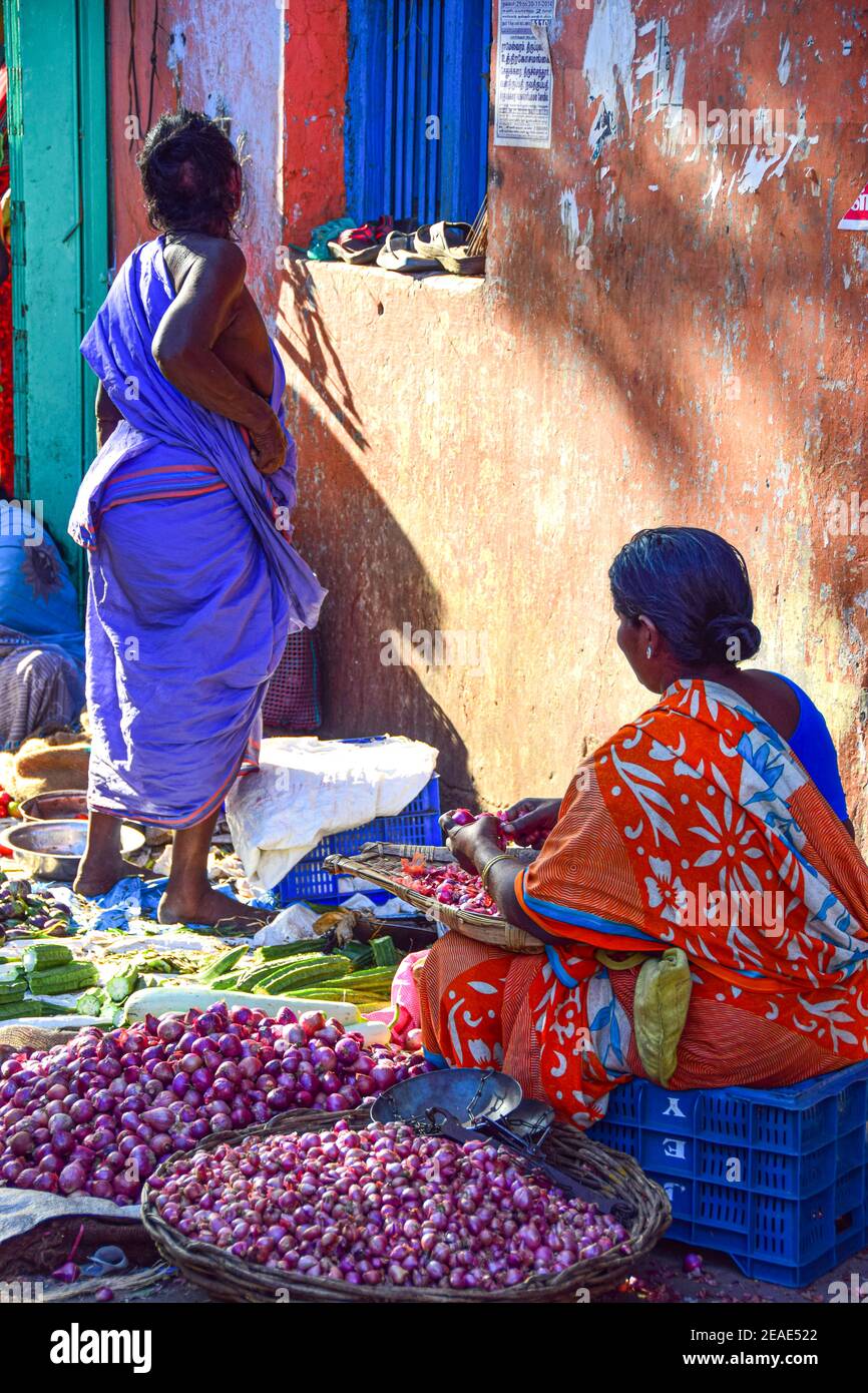 Indian Food Market, Madurai, India Stock Photo