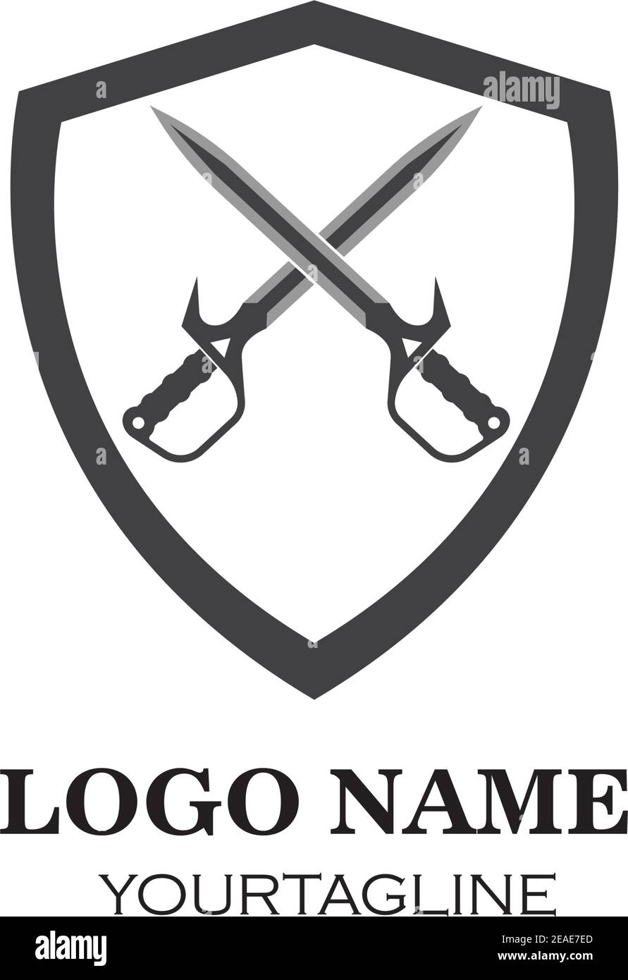 Emblem template with crossed swords. Design element for logo, label,  emblem, sign. Vector illustration Stock Vector Image & Art - Alamy