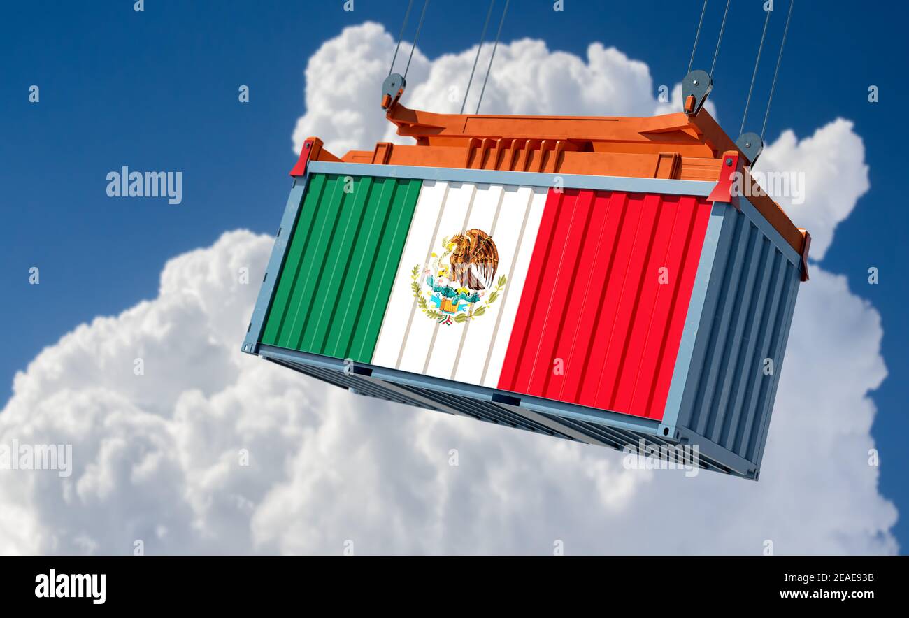 Shipping Container with Mexican flag. 3D Rendering Stock Photo Alamy