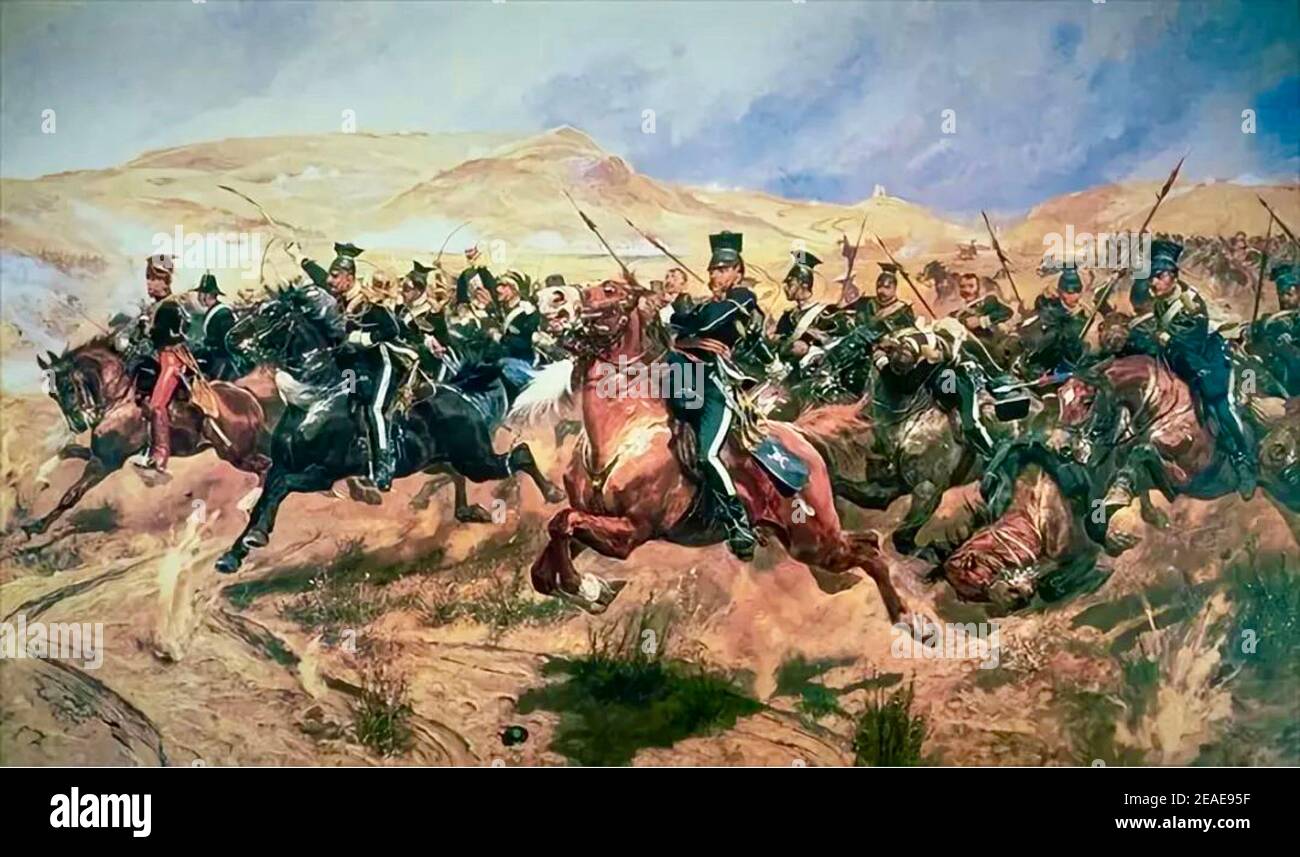 The Charge of the Light brigade by  Richard Caton Woodville Stock Photo