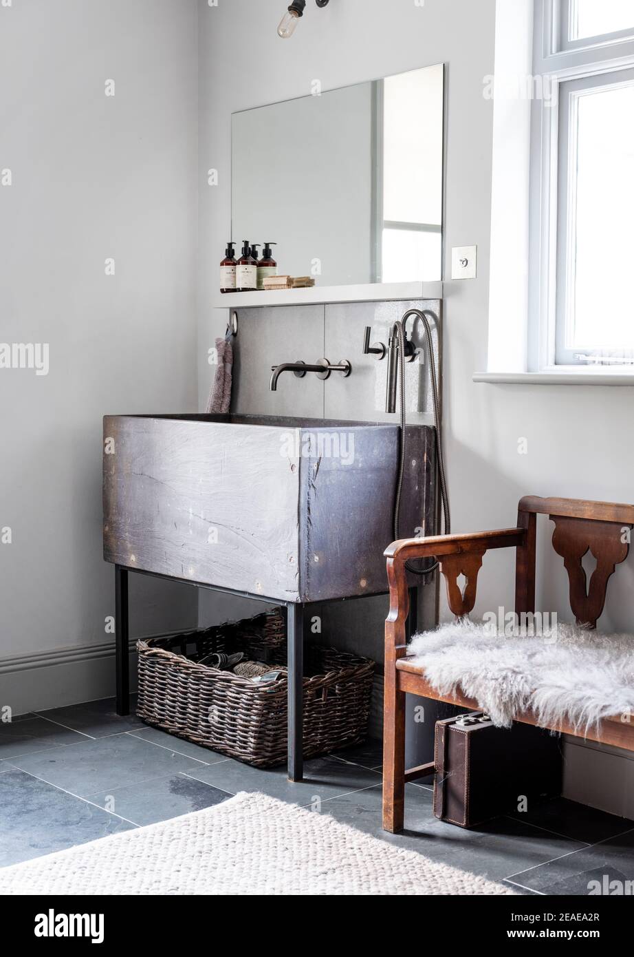 The scullery/utility room of a contemporary country house in Sussex, UK. Stock Photo