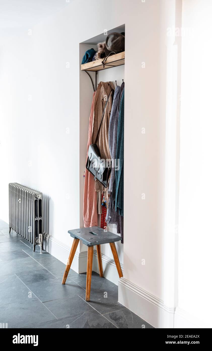 The cloakroom of a contemporary country house in Sussex, UK. Stock Photo