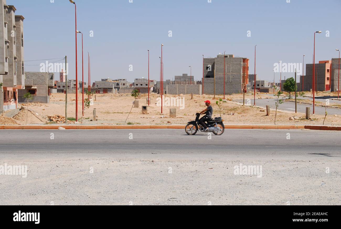 Motorcyclist in Sidi Mokhtar, (between Marrakesh and Essaouira) Morocco Stock Photo
