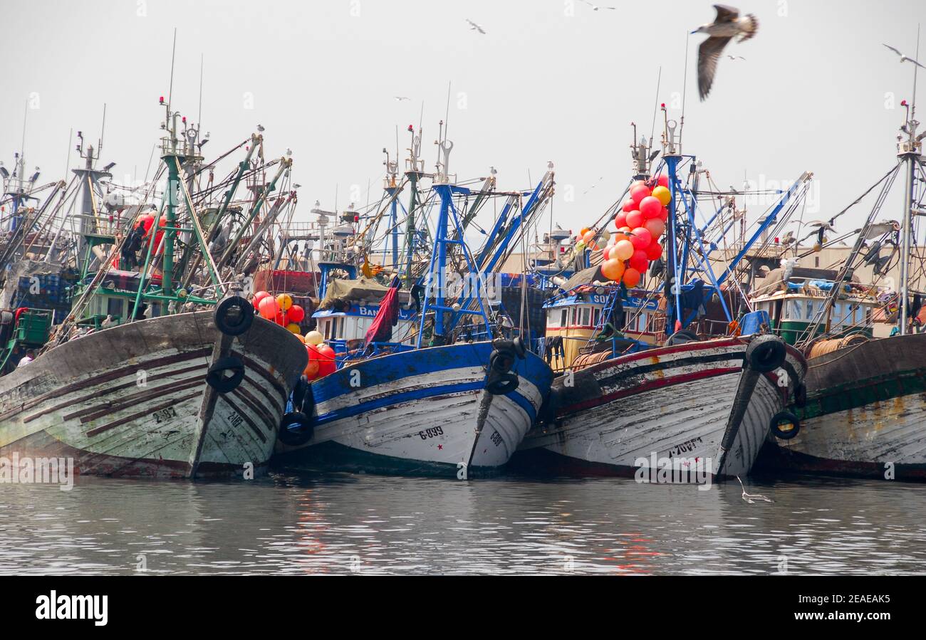 Fishing Boats, Essaouira Harbour, Essaouira, Morocco Stock Photo
