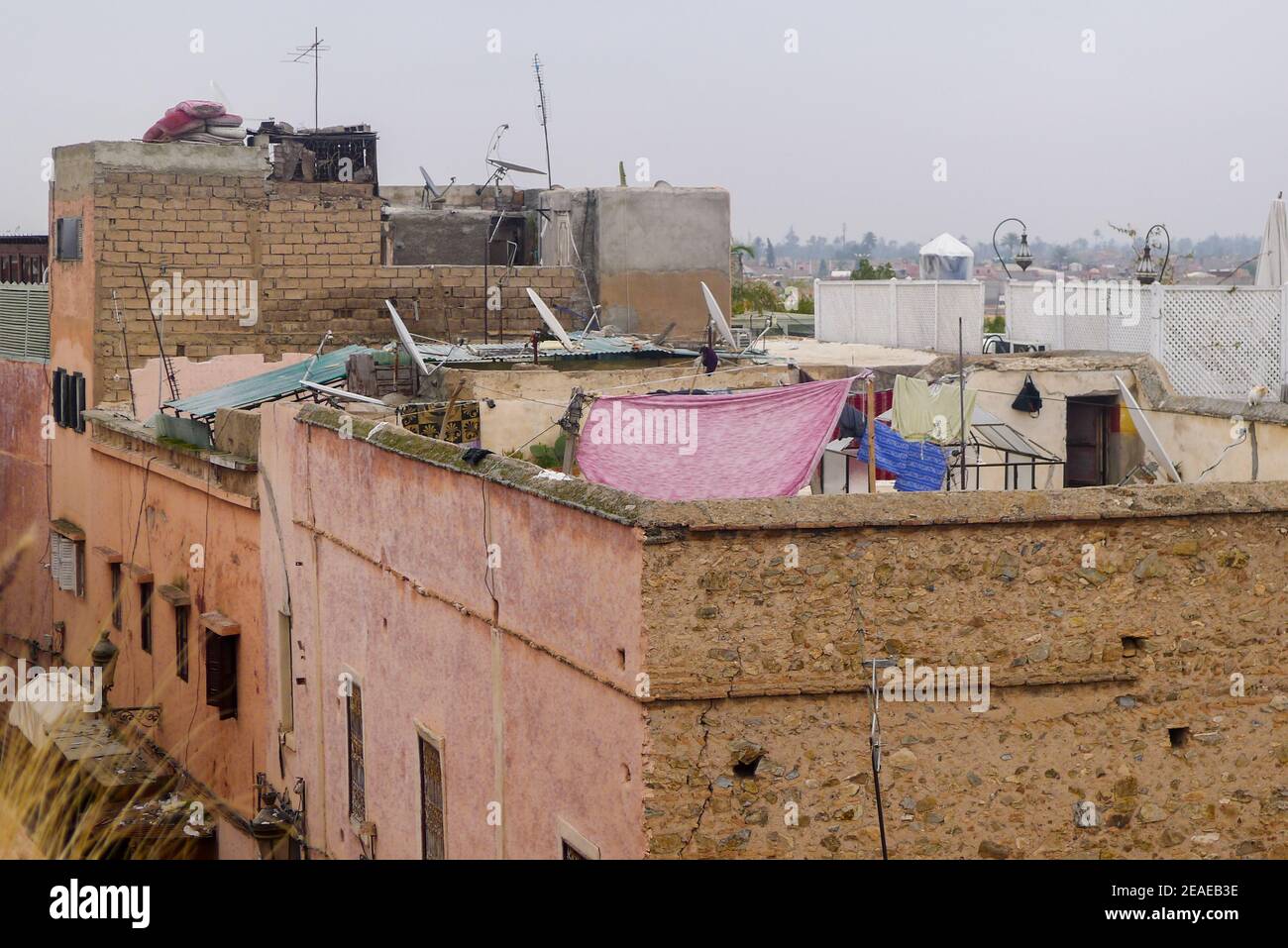 Shabby Marrakesh Rooftops near the Photography Museum, Marrakesh, Morocco Stock Photo