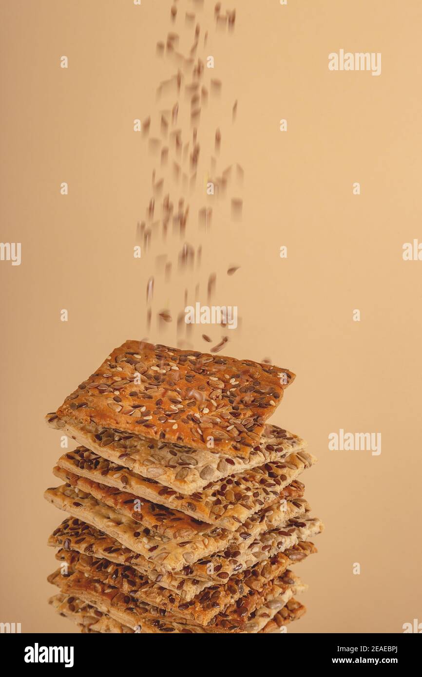 Healthy cookies with flaxseed pouring on it Stock Photo Alamy
