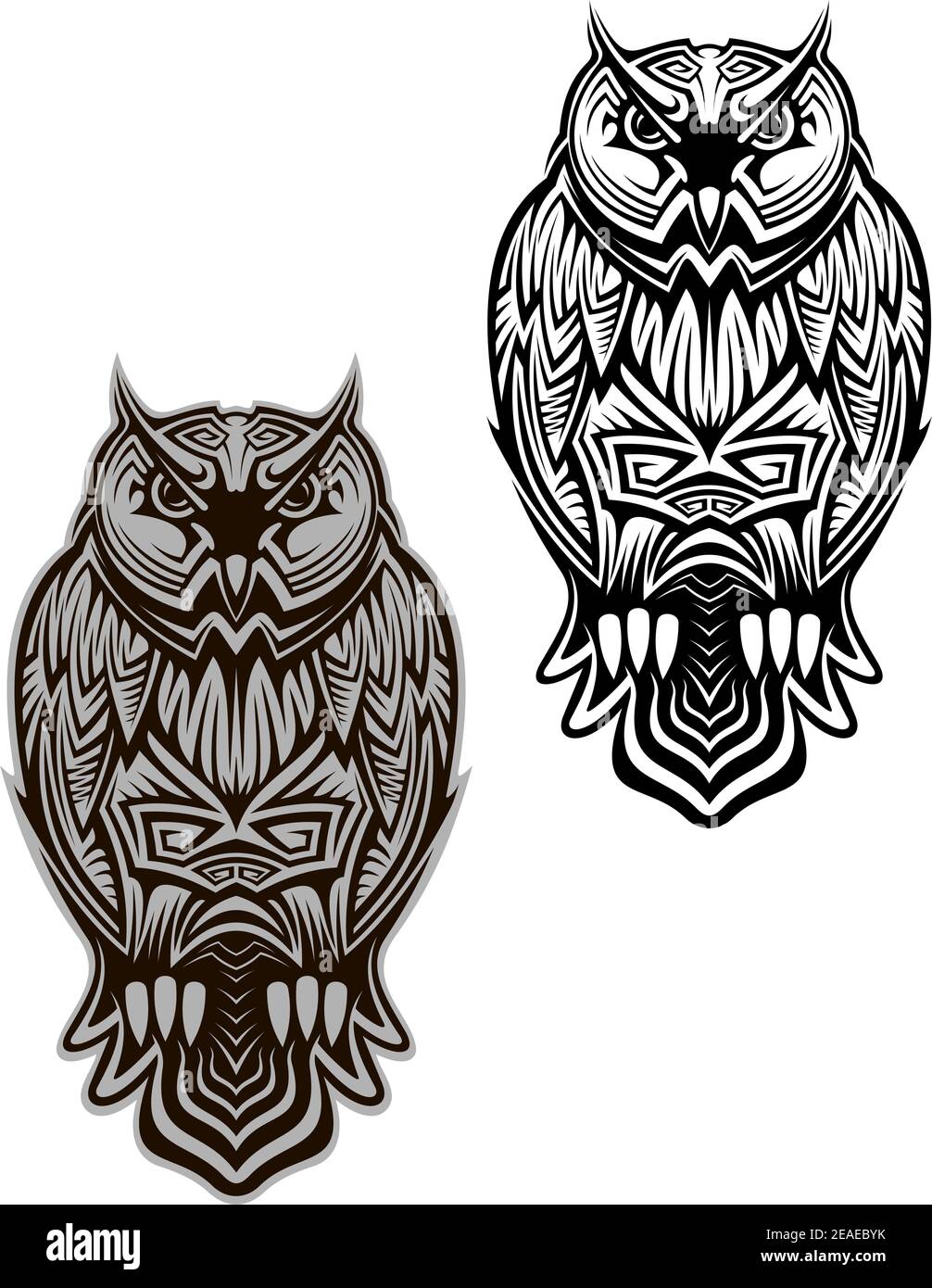 tribal owl arm tattoos