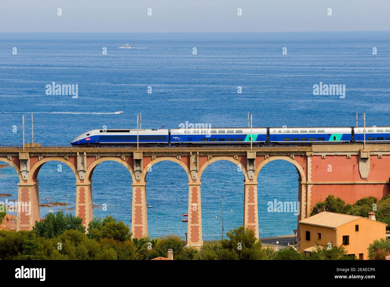 High speed train TGV on Viaduc d'Anthéor south of France. Var Stock Photo -  Alamy