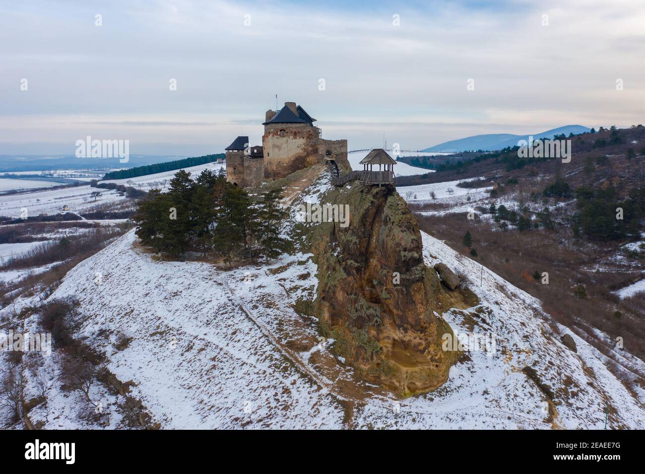 Boldogkőváralja, Hungary - Aerial view of the famous Castle of  Boldogkő Stock Photo