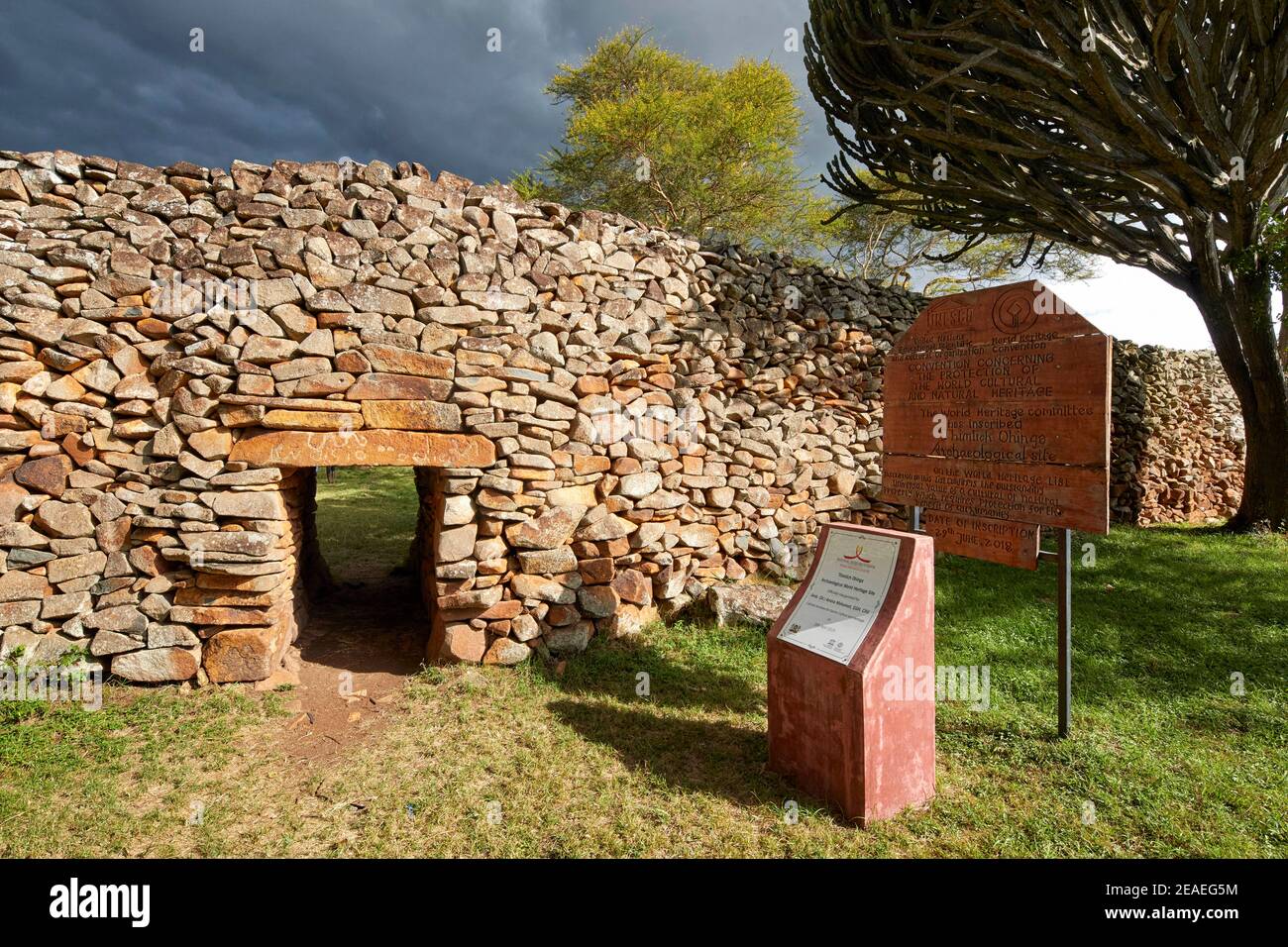 Main entryway to Kochieng Complex at Thimlich Ohinga complex (UNESCO) in Kenya, Africa Stock Photo