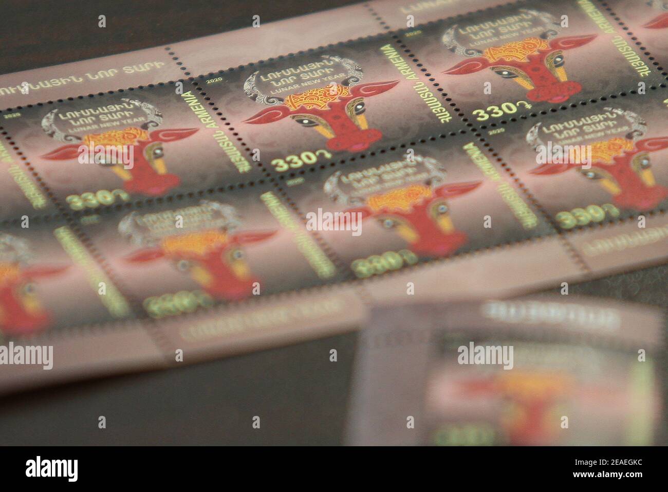 Yerevan. 9th Feb, 2021. Photo taken on Feb. 9, 2021 shows a set of