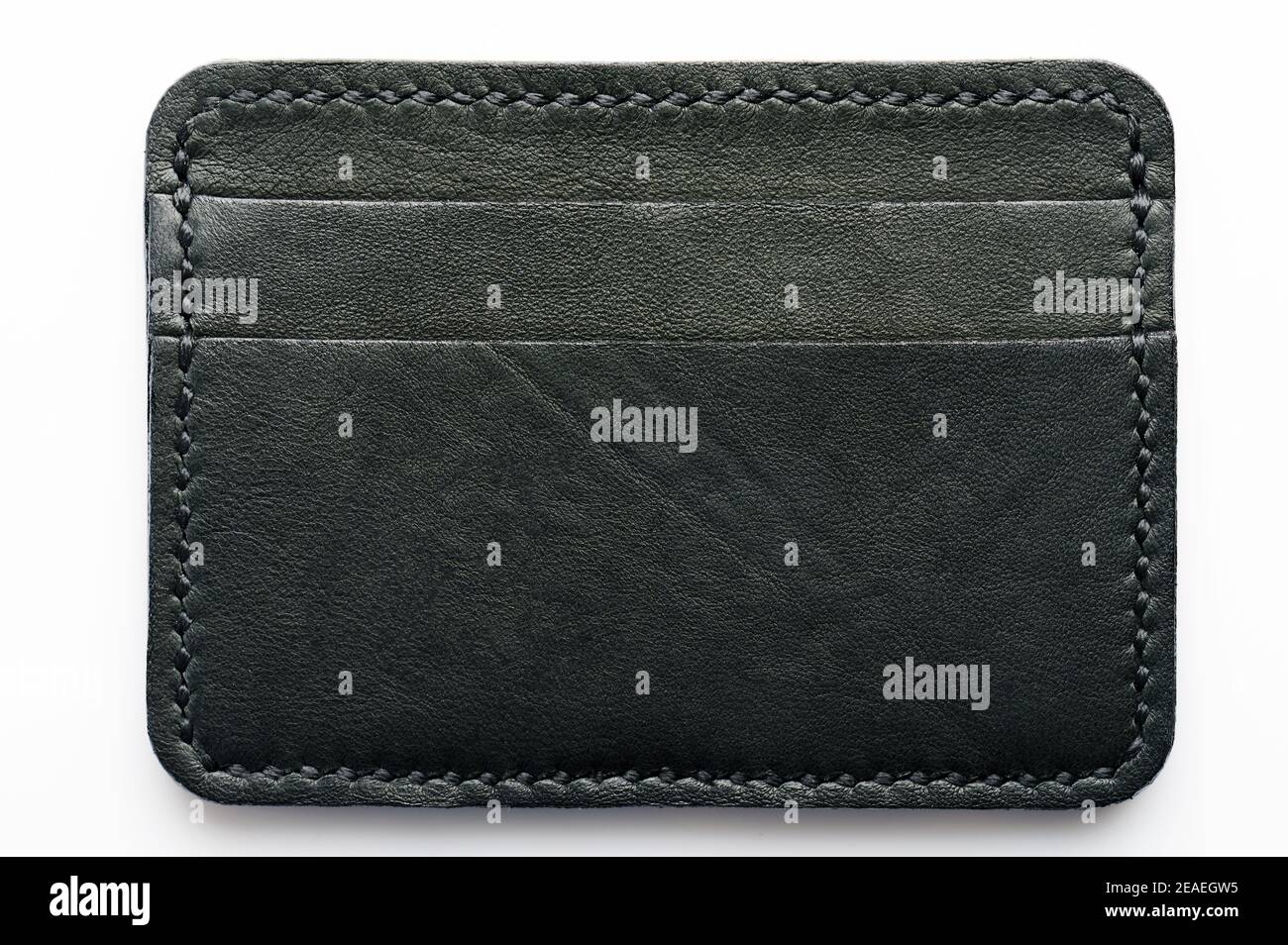 Black leather wallet with pockets isolated on white background Stock Photo