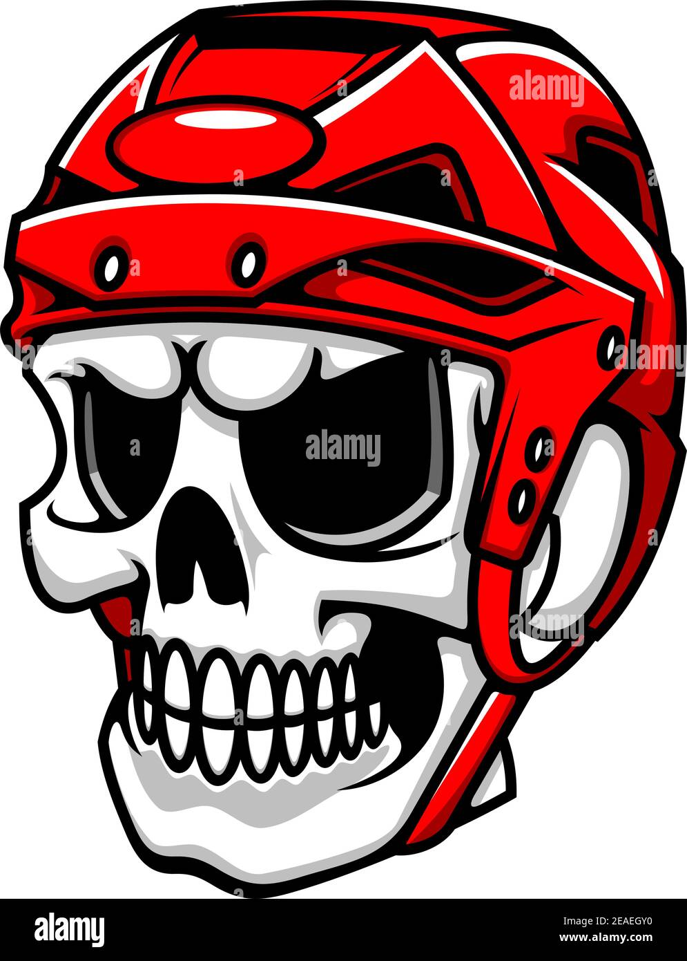 Skull in hockey helmet for sport team mascot design Stock Vector Image