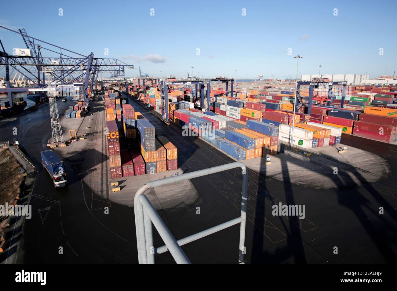 Shipping containers at Teesport, Middlesbrough, North Yorkshire. 22/01/2019. Photograph: Stuart Boulton. Stock Photo