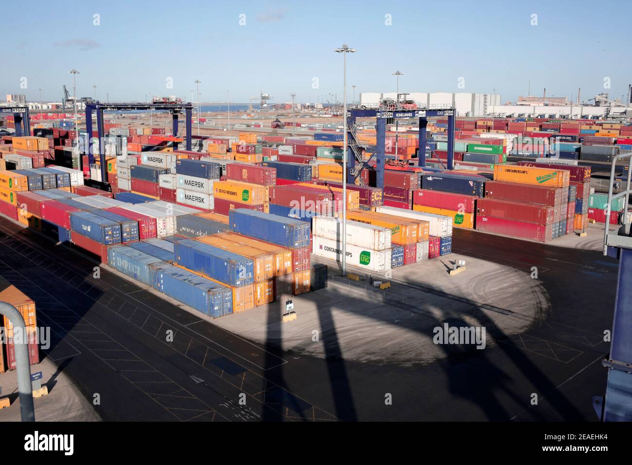 Shipping containers at Teesport, Middlesbrough, North Yorkshire. 22/01