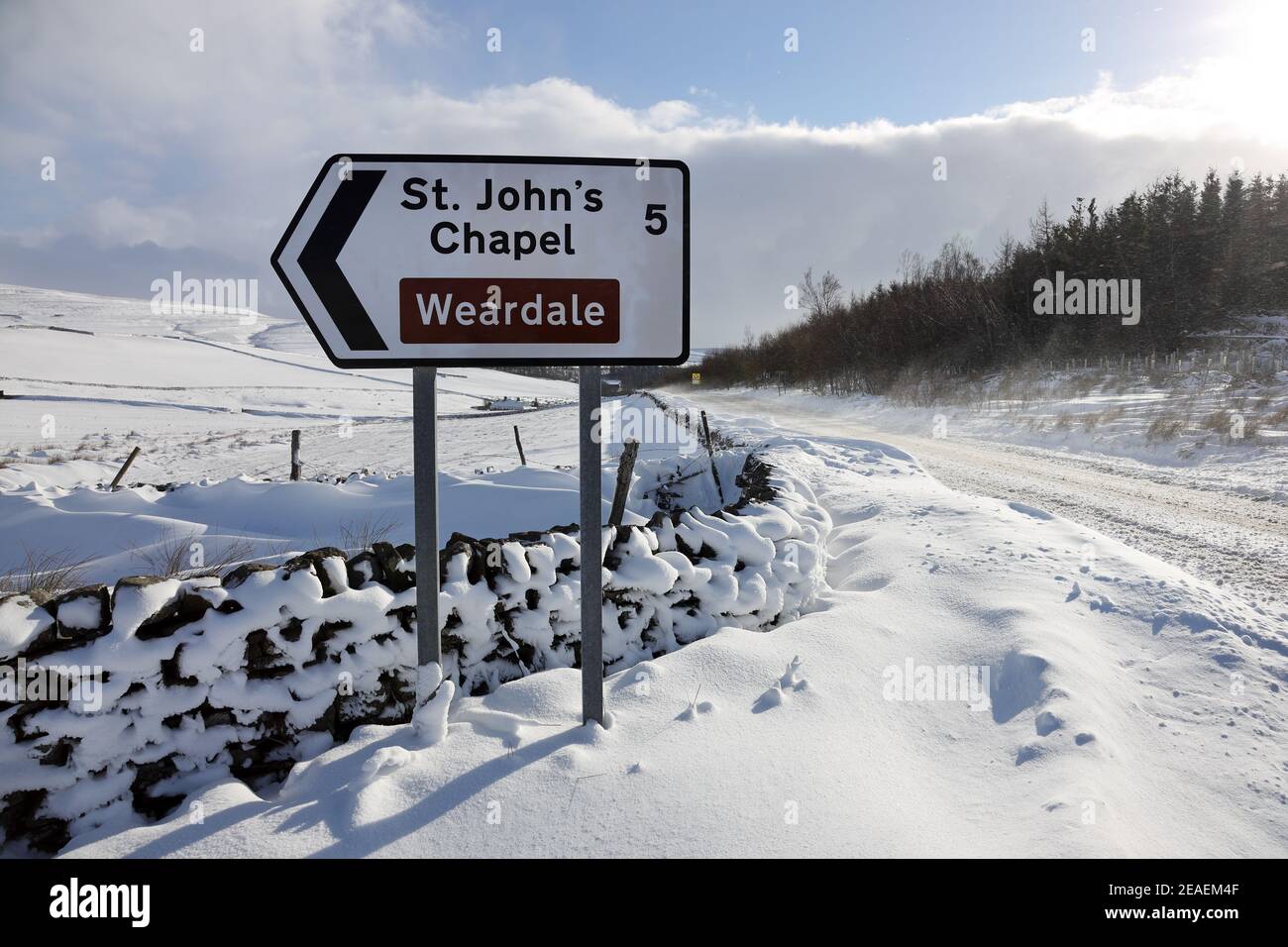Langdon Beck Teesdale County Durham Uk 9th February 21 Uk Weather Heavy Snow Strong Winds And Drifting Is Continuing To Affect Upper Teesdale As The Beast From The East Ii Grips Northern