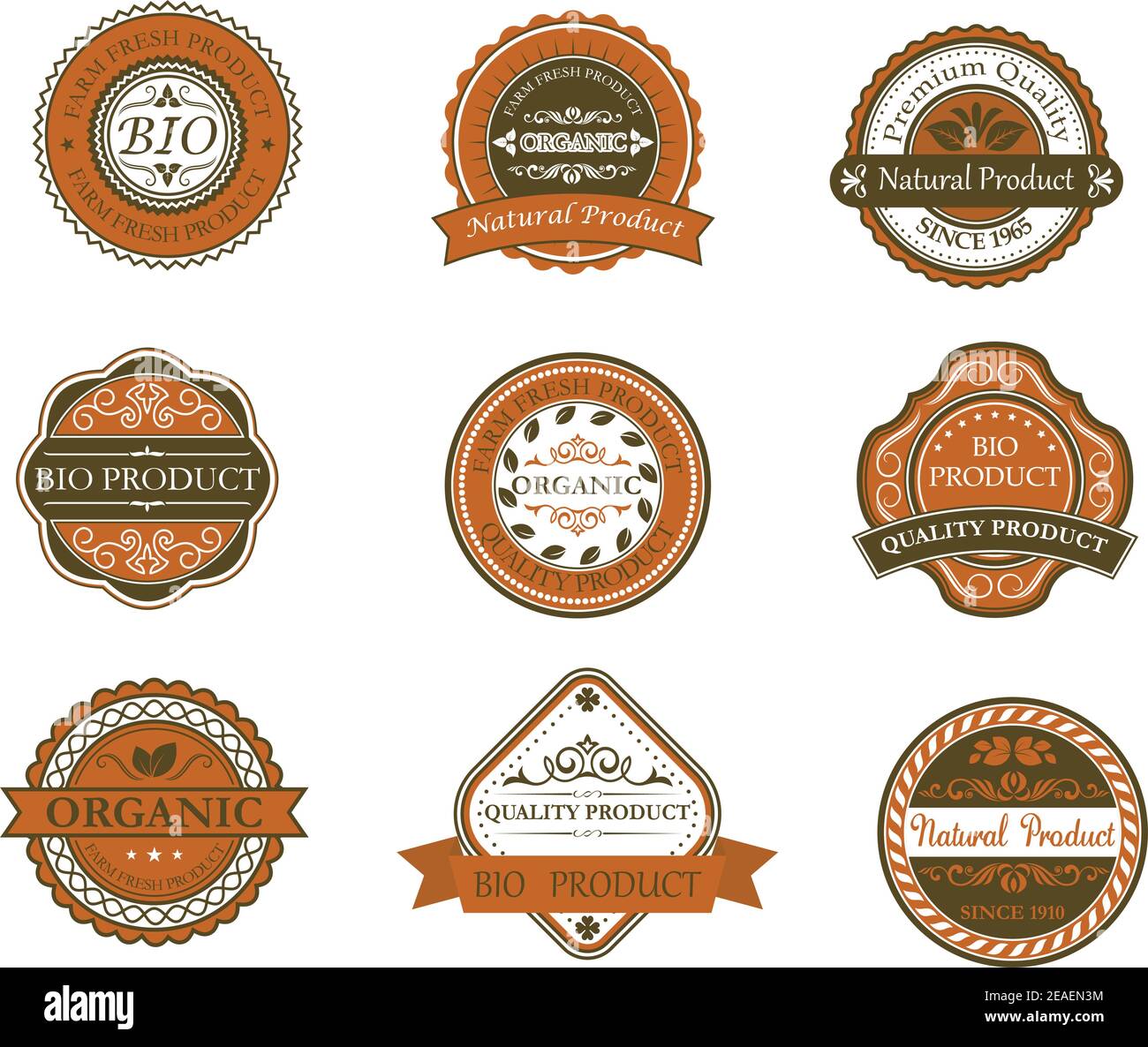 Bio and organic labels set in retro style Stock Vector Image & Art - Alamy