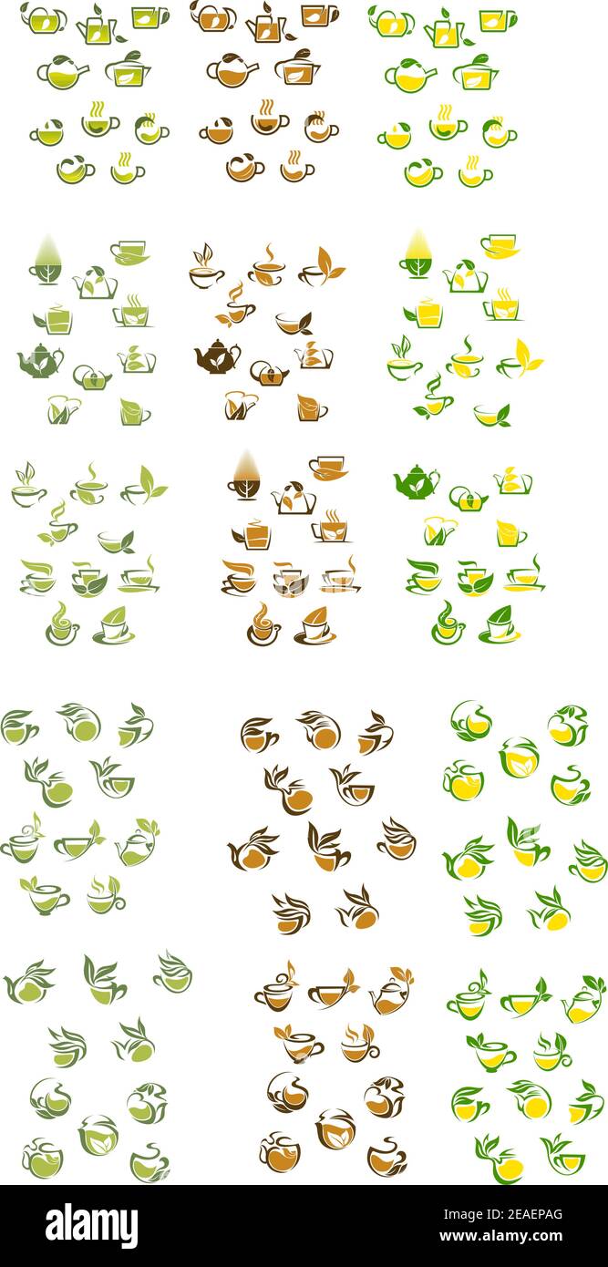 Set of tea icons and symbols for fast food or cafe design Stock Vector ...