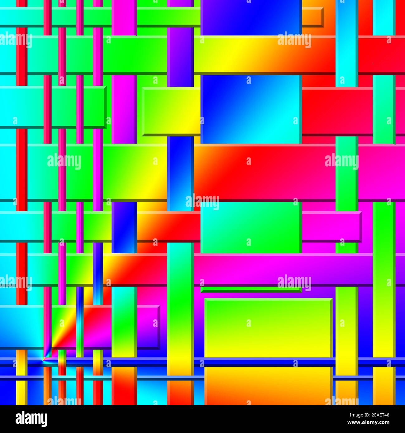 3D graphic illustration of interwoven shapes of rainbow colours Stock Photo