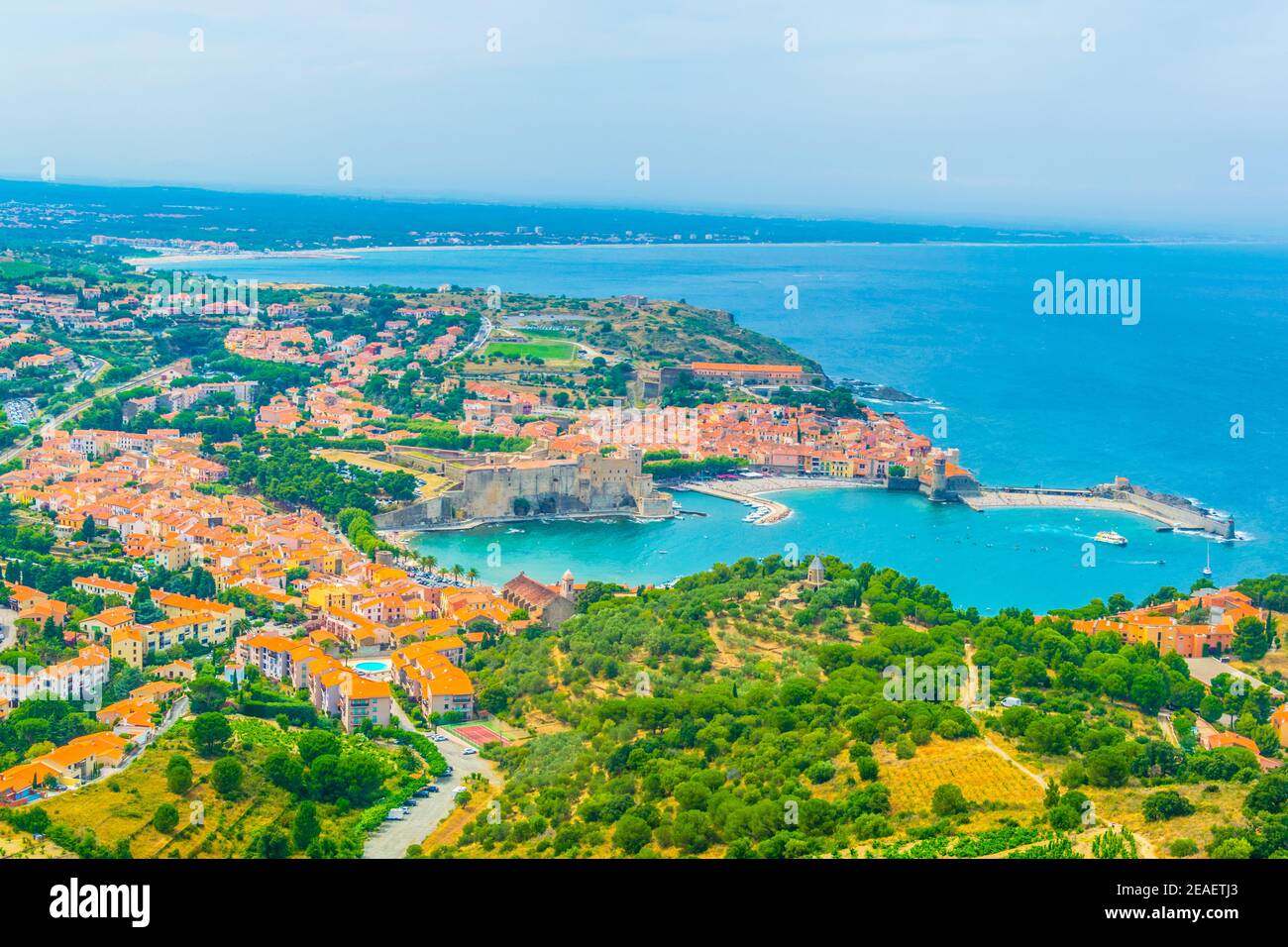 Aerial View Of Collioure And Its Royal Castle, France Stock Photo - Alamy