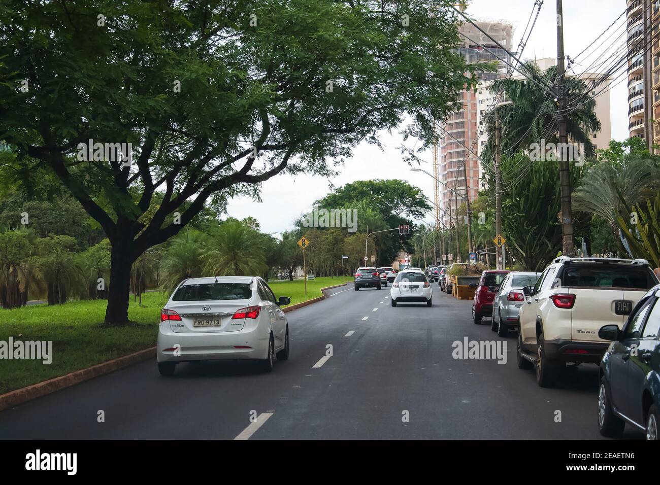 Ribeirão Preto - SP, Brazil - December 07, 2020: Traffic on a ordinary day on the streets of the city. Stock Photo