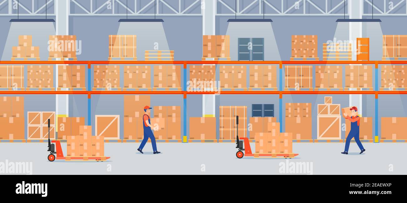 Warehouse interior with cardboard boxes Stock Vector Image & Art - Alamy