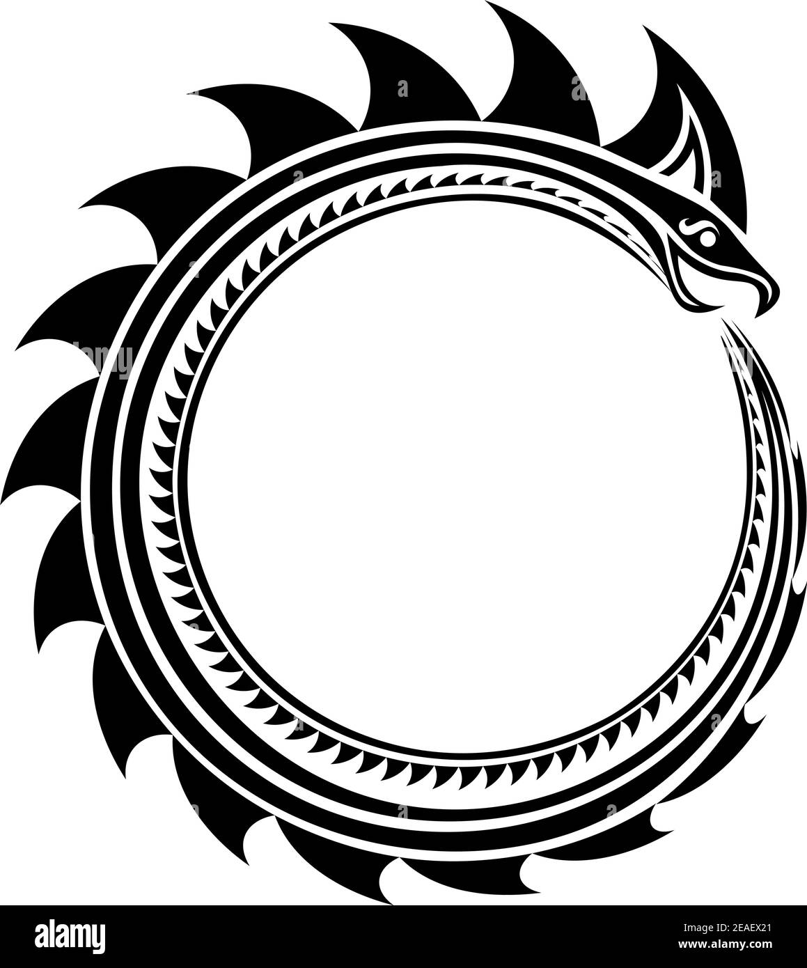 isolated black ouroboros snake in tribal celtic or viking style Stock Vector