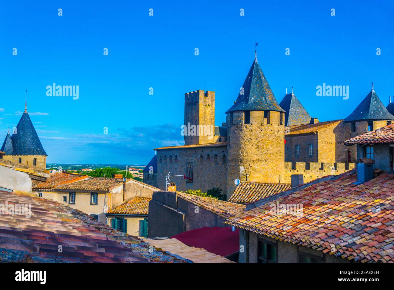Aerial view of the old town of Carcassonne, France Stock Photo