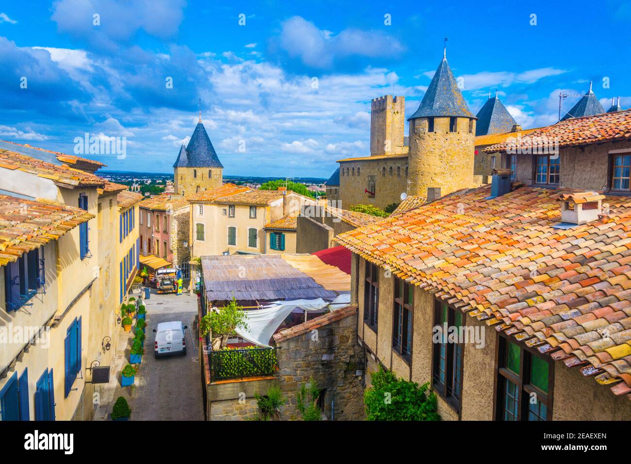 Aerial view of the old town of Carcassonne, France Stock Photo