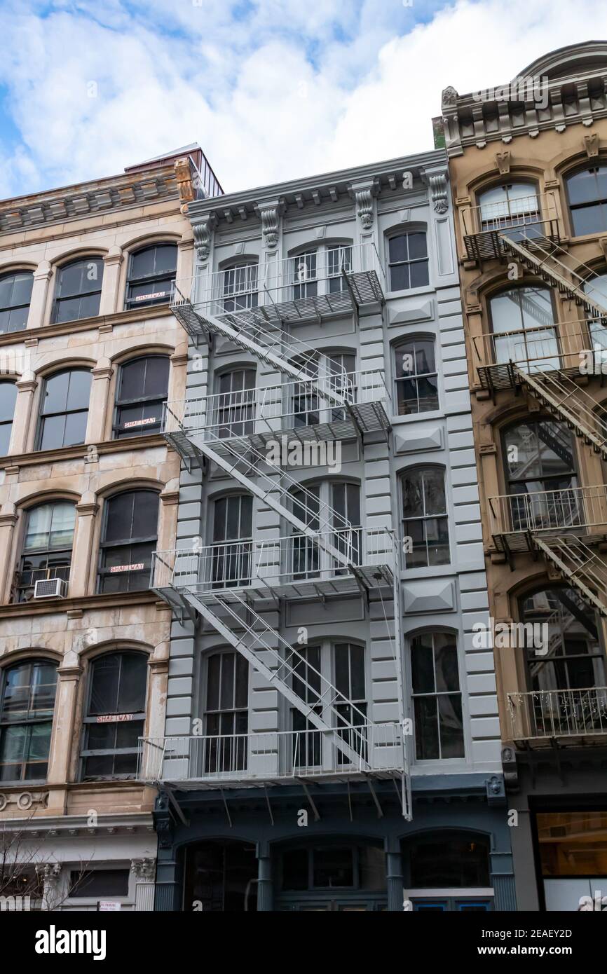 Windows on old apartment buildings in SoHo, New York City NYC Stock Photo Alamy