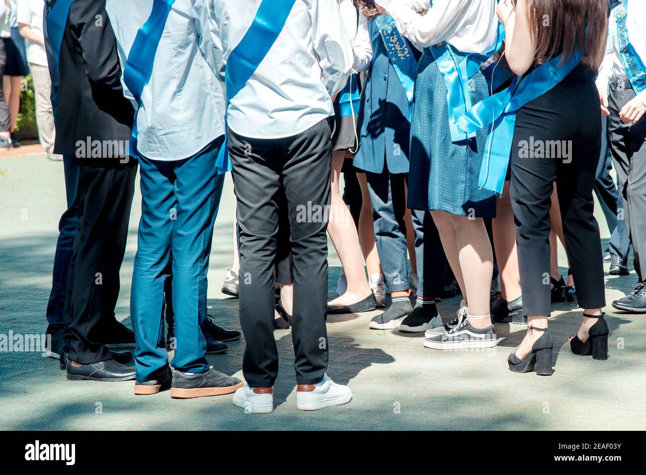 Classmates meet together for last time Stock Photo