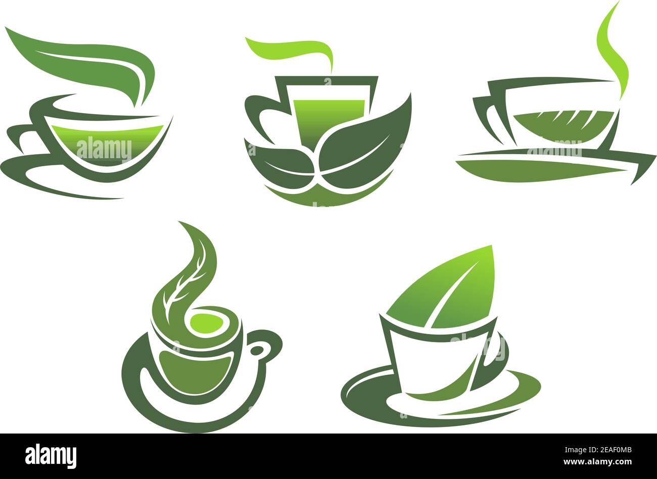 Green tea symbols for cafe, restaurants and food design Stock Vector