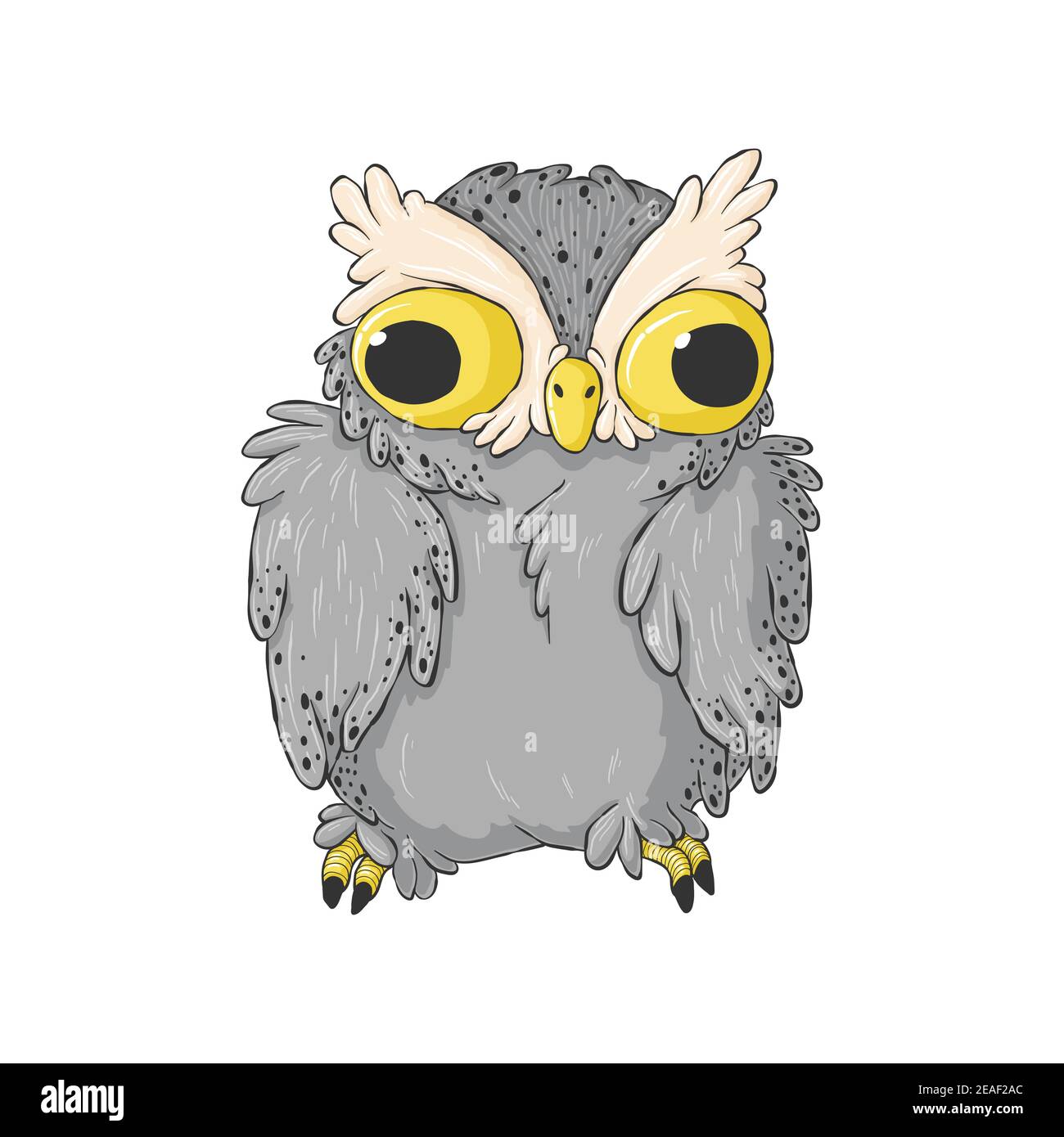 Cute crazy owl. Cartoon hand drawn clip art. Surprised night owl in child  style Stock Vector Image & Art - Alamy