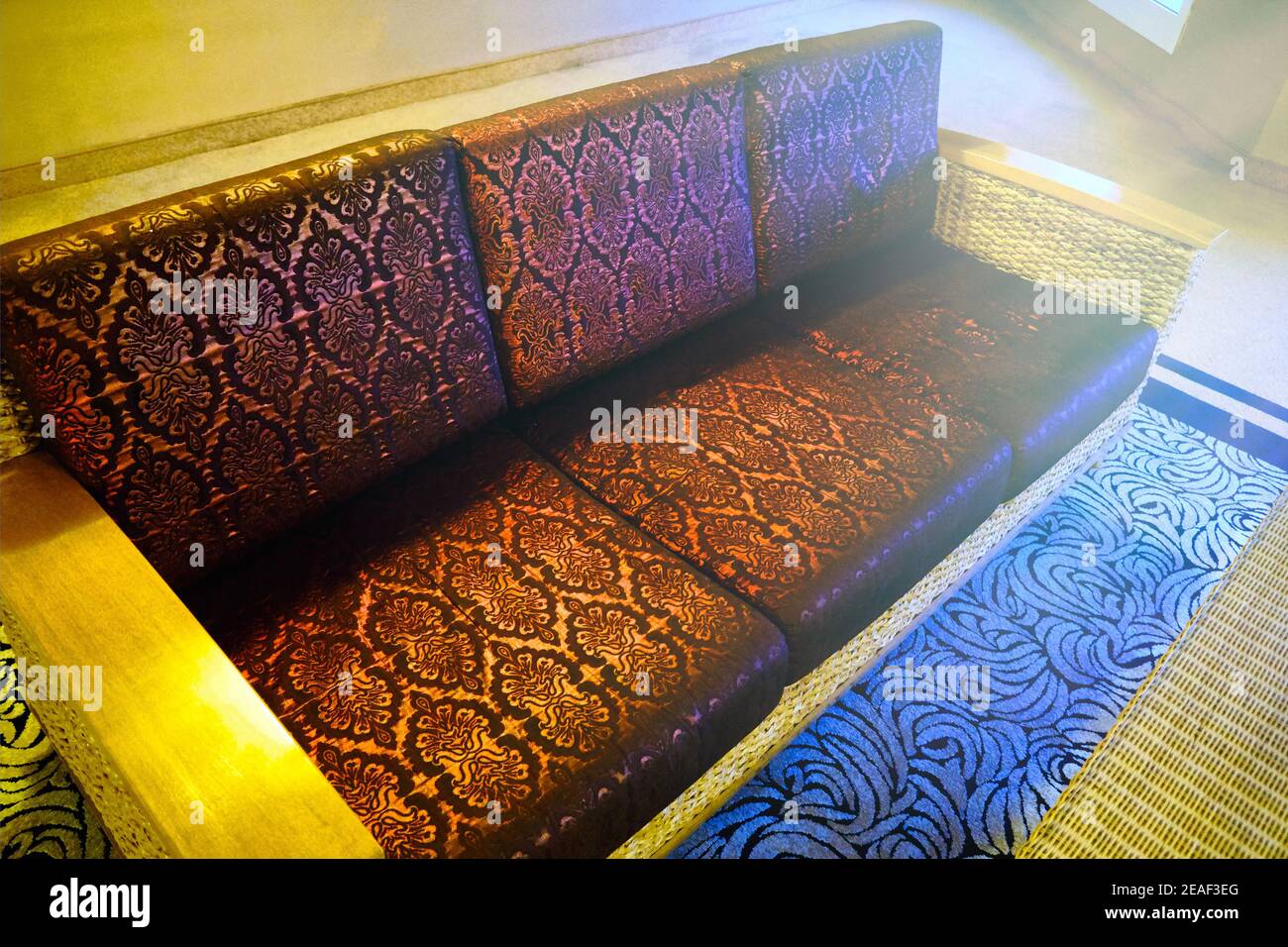 Arabic couch with ornate ornament. Furniture in Arabic style Stock
