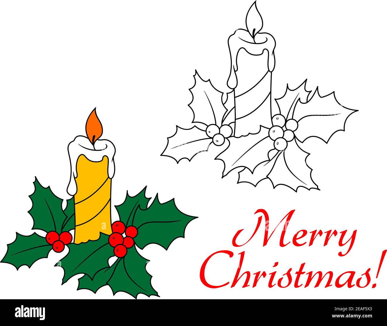 Christmas candle with holly for holiday design Stock Vector Image & Art