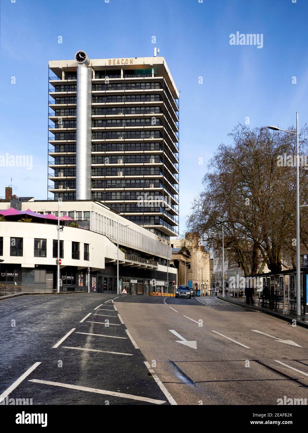 The old Colston Tower in central Bristol changing its name to Beacon Tower after controversial demise of Edward Colston's statue in 2020 Stock Photo