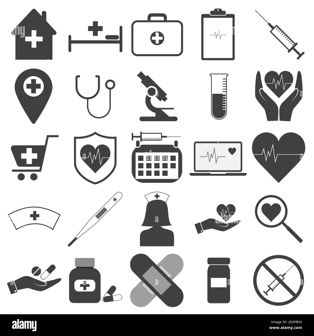 25 vector health icons on white isolate. EPS10. Stock Vector