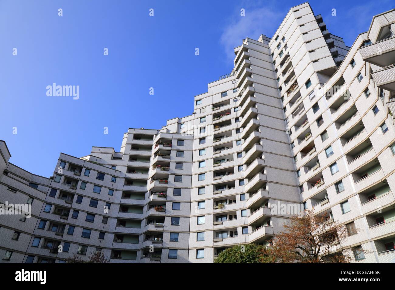 GELSENKIRCHEN, GERMANY - SEPTEMBER 17, 2020: Aparment building in Gelsenkirchen, Germany. Official name of the building is City-Wohnanlage, but locals Stock Photo