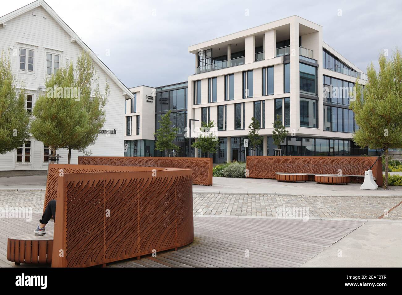 ALESUND, NORWAY JULY 27, 2020 Modern architecture in Alesund city. Alesund is the largest