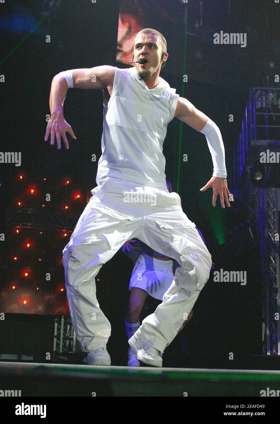 Justin Timberlake in concert at Wembley Arena in London, UK. 14th May 2003 Stock Photo
