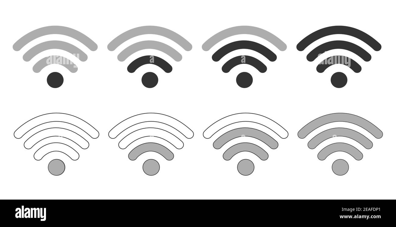 Wifi Wireless Lan Internet Signal Flat Icons For Apps Or Websites - On white Stock Vector