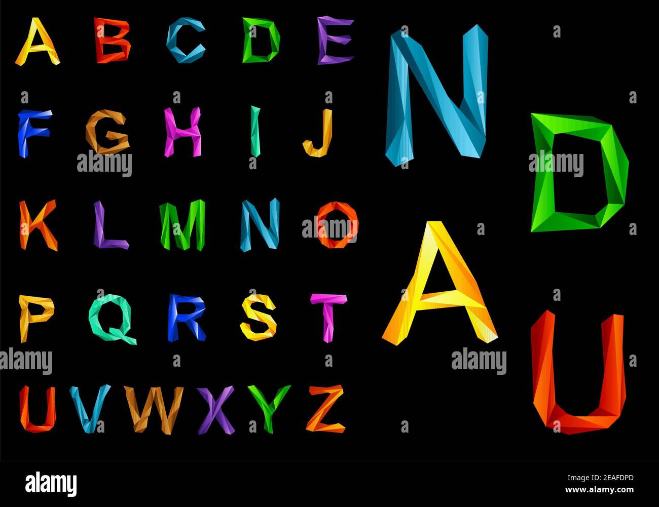 Origami alphabet set isolated on background for education design Stock ...