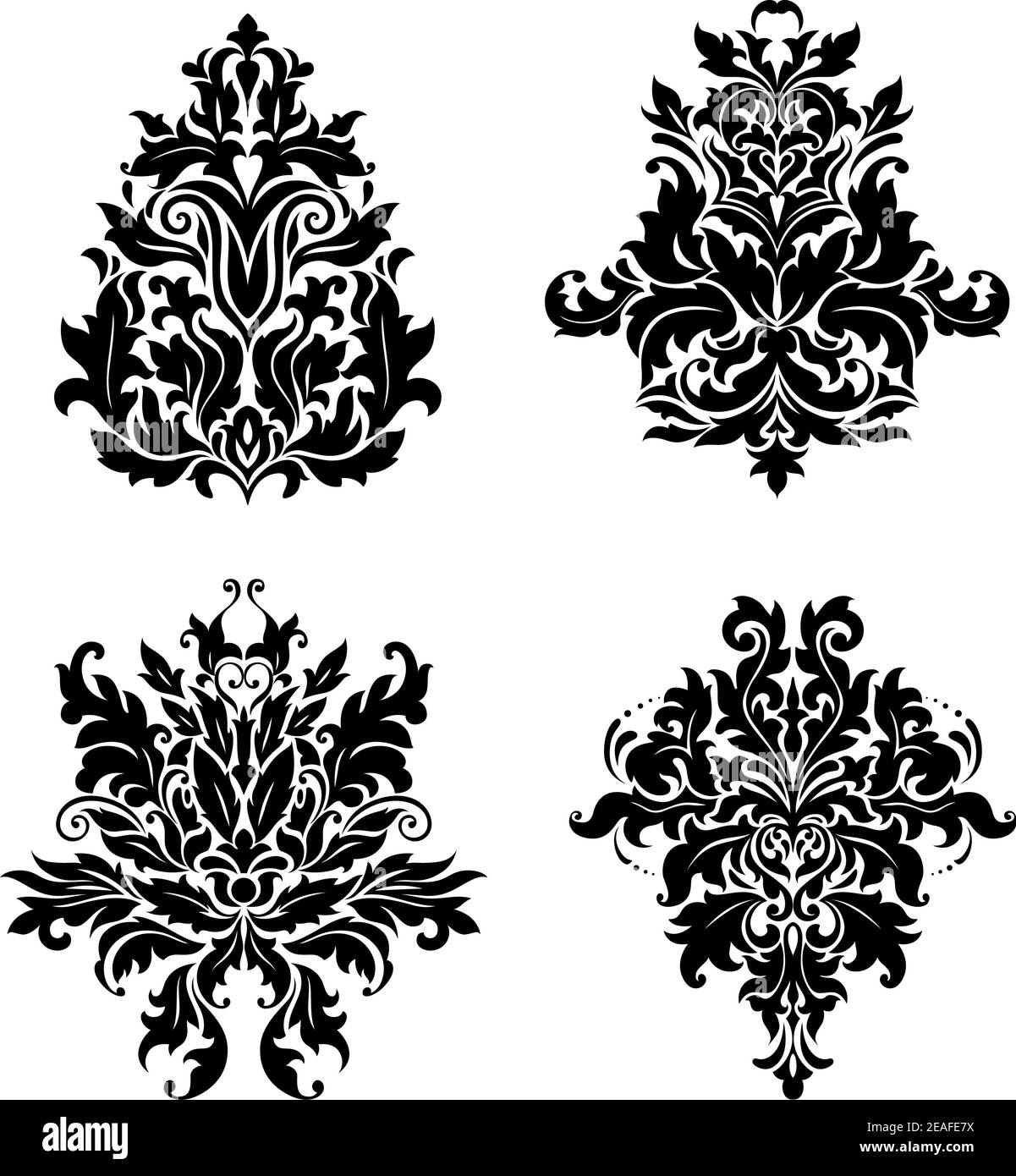 Damask patterns in vintage floral style for design Stock Vector