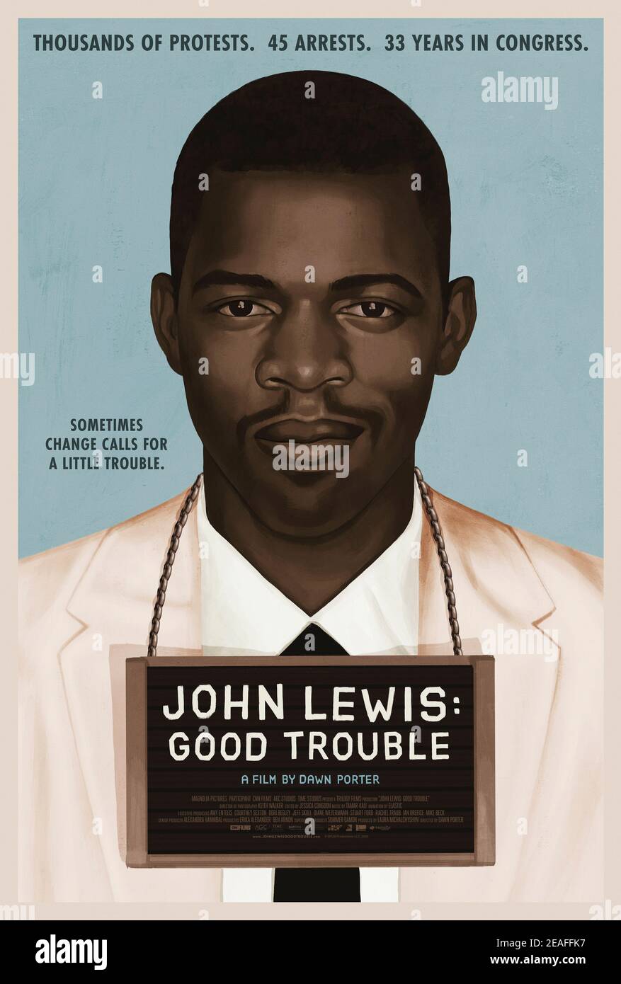 John Lewis: Good Trouble (2020) directed by Dawn Porter and starring Elijah Cummings, Anthony Johnson and Hillary Clinton. Documentary about politician John Lewis who represented Georgia for over 60 years campaigning for civil rights, voting rights, gun control, health care reform and immigration. Stock Photo