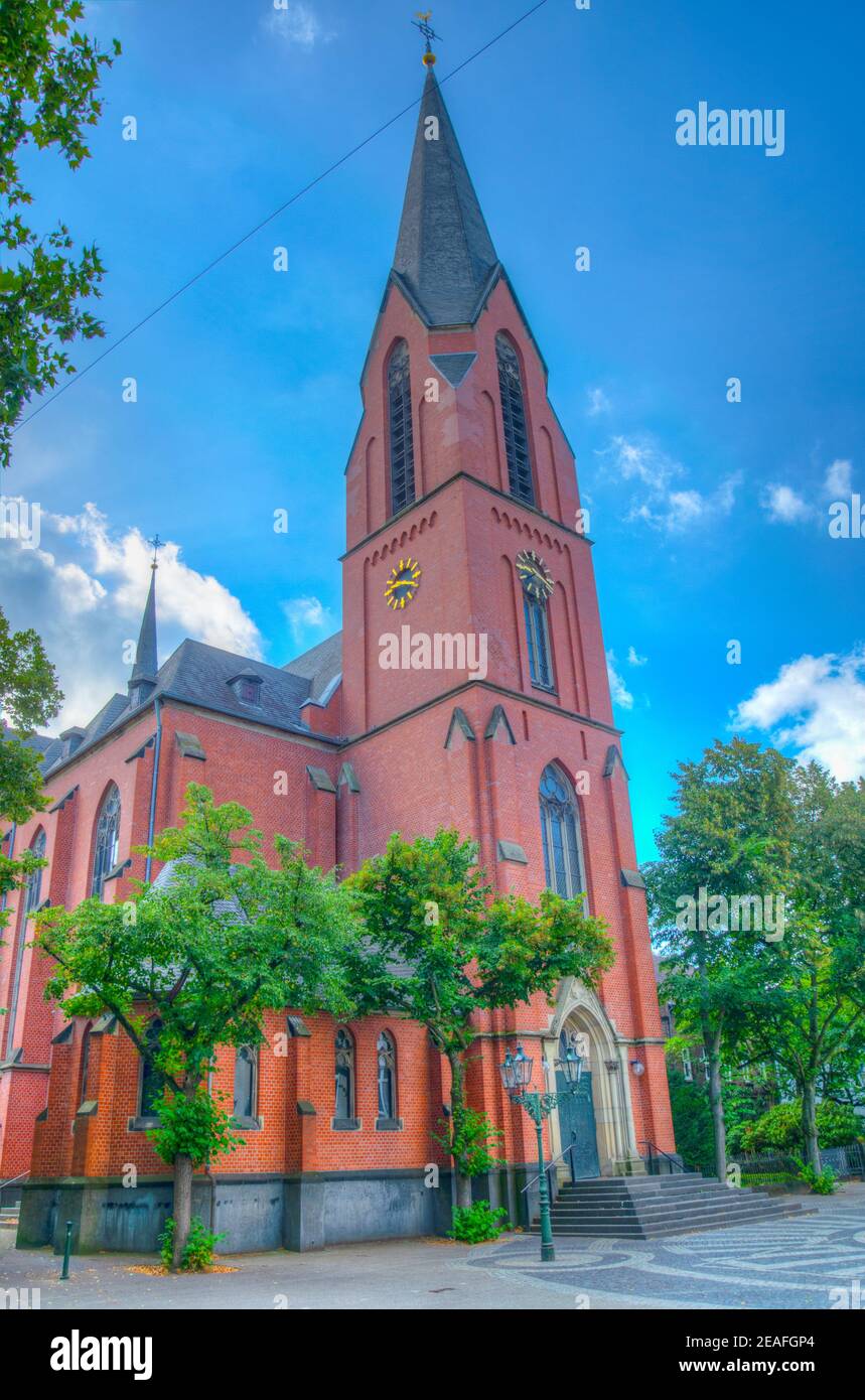 Red church in Benrath, Germany Stock Photo