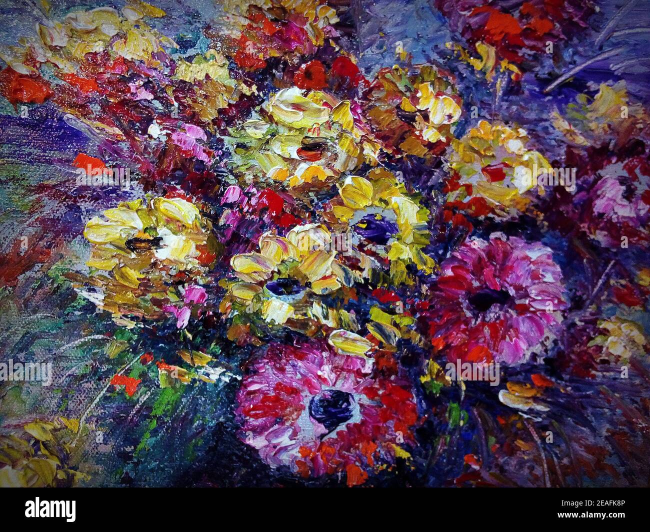 Art oil painting flower , abstract , design , background from thailand Stock Photo