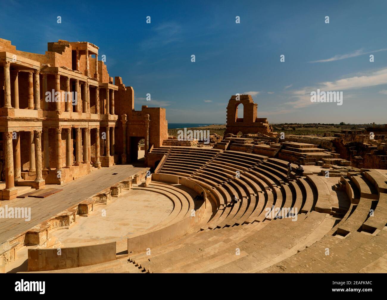 Theatre in ancient roman city, Tripolitania, Sabratha, Libya Stock