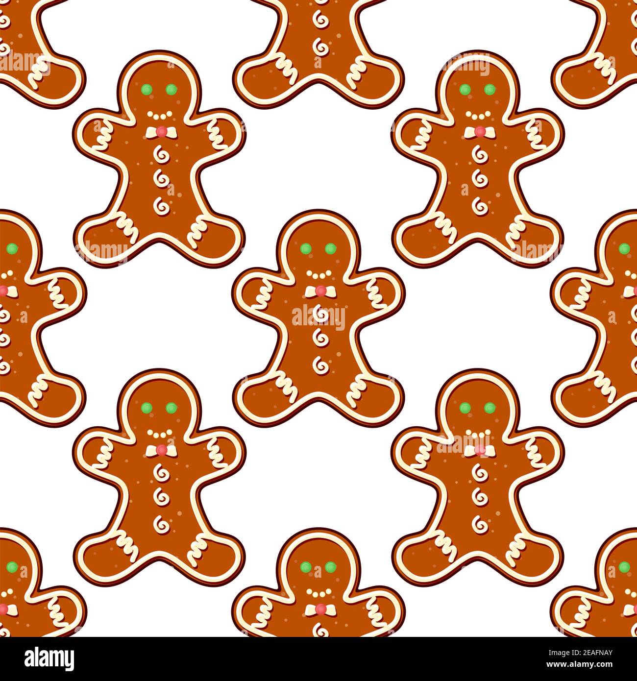 Ginger cookies seamless pattern background for christmas design Stock Vector
